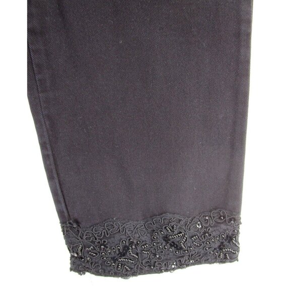 VINTAGE Express Jeans 12 Bleus Bootcut Denim Pants Beaded Hem  90s - Picture 4 of 11